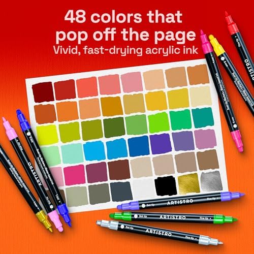 ARTISTRO Precision Dual-Tip Acrylic Paint Marker Pens - Set of 48 - Image 2