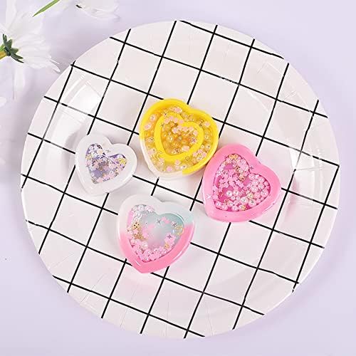 Resin Shaker Silicone Molds, Heart-Shaped Quicksand Silicone Molds Resin Casting Molds Epoxy with PVC Sheets and Colored Beads for Jewelry Making - Image 7