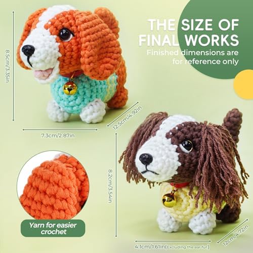 Crochet Kit for Beginners, 2-Pack dog Animal Kits for Adults, Amigurumi Set - Image 5