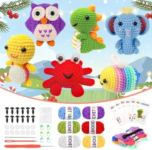 Lixktsoo 6Pcs Crochet Kit for Beginners, 2027 DIY Craft for Adults, Great Gift for Crochet Lovers, Crocheting Animal Kits with Step by Step Videos,Yarn,Crochet Hook,Birthday Holiday Gift - Image 2