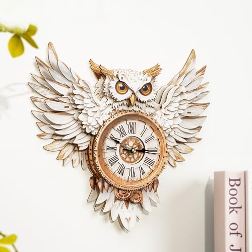 KAAYEE 3D Puzzles for Adults Snowy Owl Clock Bird Wooden Puzzle DIY Craft - Image 6
