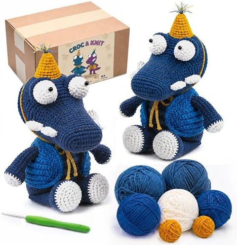 Knitting Kit for Beginners, Learn to Crochet Animal Kit (Blue, 2 Pack) by Unknown