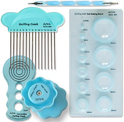 JUYA Paper Quilling Kit 960 Strips with 12 Tools, Blue Set, 5mm - Image 4