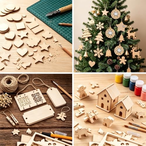 10 Pack 4 Inch Unfinished Wood Pieces for Crafts, Laser Blanks (10, Heart) - Image 6