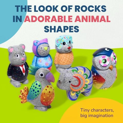 Rock Buddies - DIY Resin Shaped Stone Like Material Animal Figures - Ideal Arts and Crafts for Kids 3-12 Yrs old - Complete Kids Painting Crafts with 6 Projects, Paint, & Brush - Children's Activities - Image 5