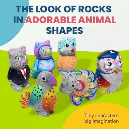 Rock Buddies - DIY Resin Shaped Stone Like Material Animal Figures - Ideal Arts and Crafts for Kids 3-12 Yrs old - Complete Kids Painting Crafts with 6 Projects, Paint, & Brush - Children's Activities - Image 5