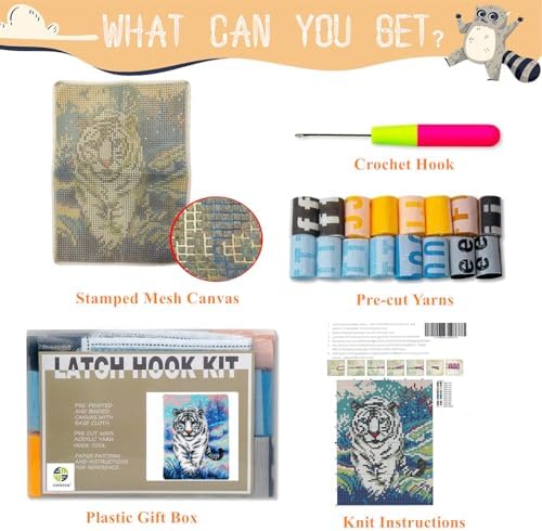 White Tiger in Jungle Latch Hook Kits for Adults Beginners, 20“ X 15" - Image 2
