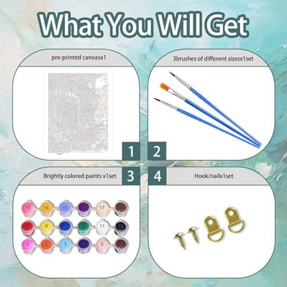 Yunruily Paint by Numbers Adults Bookshop-Paint by Numbers Kits for Adults,Paint by Numbers for Adult Canvas for Gifts Home Wall Decor(16x20inch) - Image 6