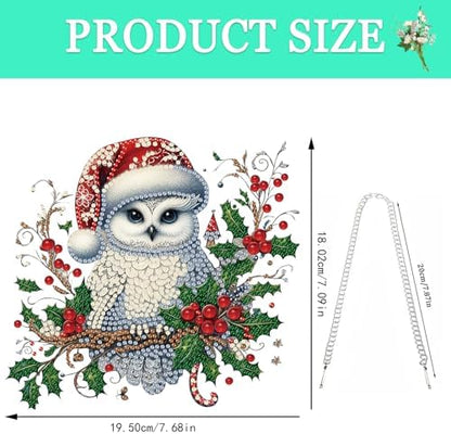 Auremi Christmas Diamond Art Painting Pendant Kits with Chain,5D Owl Diamond Art Hanging Kit DIY Diamond Crystal Window Door Hanging Pendant Kit for Adults Gift Wall Decor - Image 2