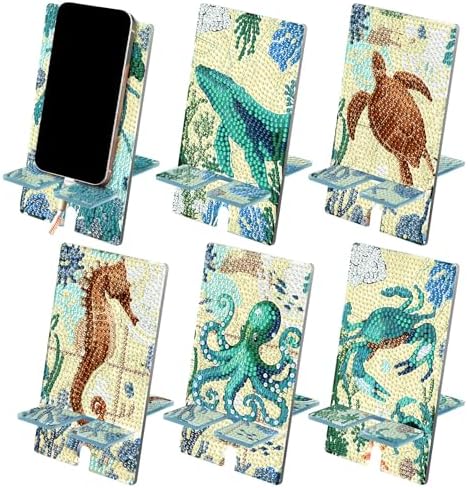 Saillong 6 Pcs Sea Animals Diamond Art Phone Stand, Cell Phone Holder by Saillong