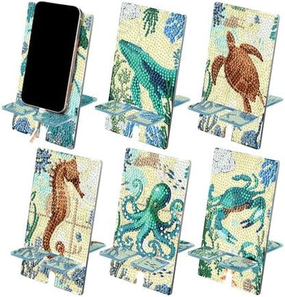 Saillong 6 Pcs Sea Animals Diamond Art Phone Stand, Cell Phone Holder by Saillong