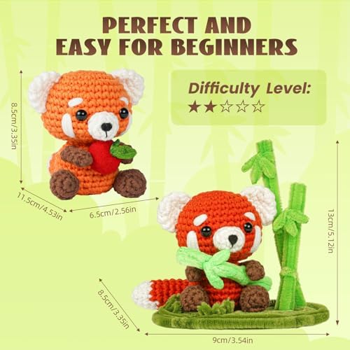 MOREJMTT Crochet Kit for Beginners, Crochet Animal Kits, Crocheting Kit for Starters, Learn to Crochet with Step-by-Step Video Tutorials, Beginner Crochet Kit for Adults(Panda) - Image 6
