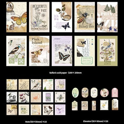 251Pcs Vintage Scrapbook Supplies Pack Kit for Junk Journal Bullet Aesthetic Paper Stickers Stuff Journaling Planners Diary Botanical Collage - Image 3