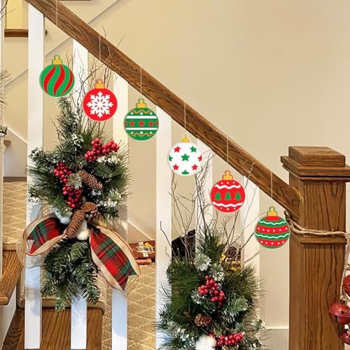80PCS Wooden Christmas Ornaments to Paint, 8 Styles DIY Blank Unfinished Wood Christmas Ball Christmas Decoration Cutouts Ornament for Crafts Winter Hanging Decorations - Image 4
