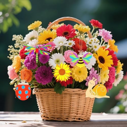 24PCS Wooden Crafts to Paint, Wooden Spring Ornaments to Paint, 8 Styles Unfinished Wood Crafts for Home Hanging Decorations, Crafts for Seniors, Insect Dragonfly Butterfly Snail Mushroom Flower - Image 4