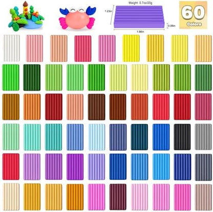 Ixiaoyoo 60 Colors Polymer Clay, Oven Bake DIY Modeling Clay for Kids - Image 2