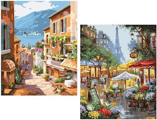 QUITEDEW 2 Pack Scenery Paint by Numbers Kits for Adults,16x20 Inch. by QUITEDEW
