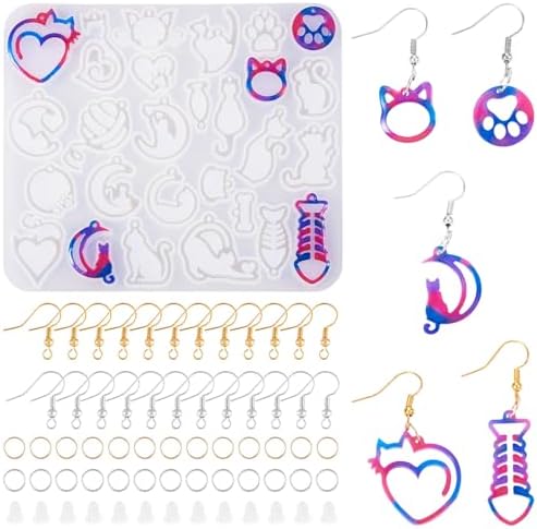 Spritewelry Cat Silicone Mold for Earring Resin Earring Molds Cute UV Resin Molds for Keychain Making Kit for Women DIY Earring Bracelet Necklace Jewelry Making by Spritewelry