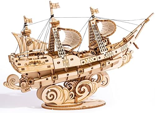 RoWood 3D Wooden Puzzle for Adults, Vintage Wooden Watercraft Model Sailboat Kit to Build, Best Gift Ideas Crafts Kit for Adults - Sailling Ship by RowoodAssembleArtDecorateLife