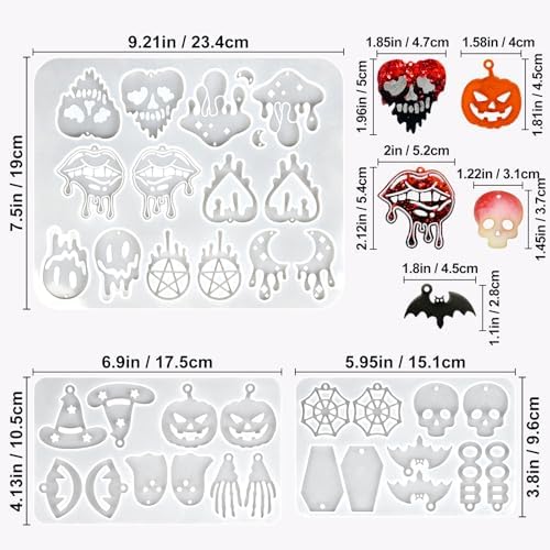 Resin Earring Mold with Hole, 3Pack Halloween Earring Casting Molds - Image 5