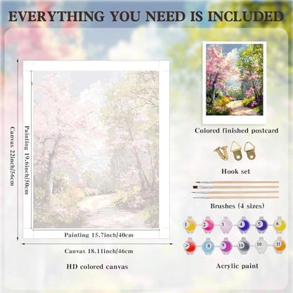Alptiny Spring Landscape Paint by Numbers Kit for Adults Beginner, Floral Pathway Paint by Number Kits, DIY Flower Oil Painting Kit for Relaxation & Home Decor, 16x20 Inch - Image 5