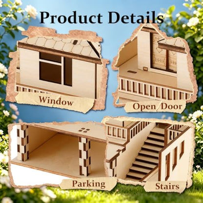 3D Wooden Puzzle for Adults, DIY Miniature Garden Villa Building Two Layer - Image 4