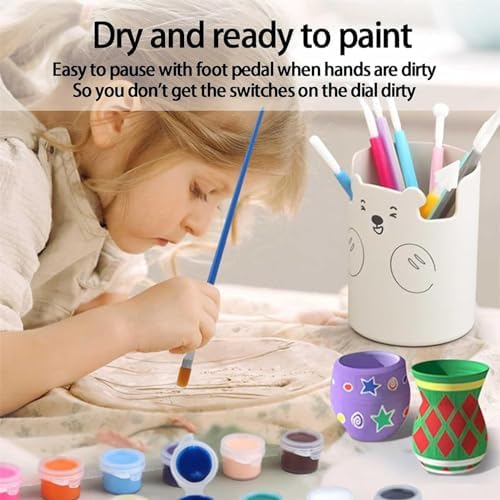 Turntable Potter's Wheel for Kids Adults, Electric Pottery Wheel Ceramic Machine, Pottery Forming Machine with Clay Tool Set, DIY Pottery Kit for Beginners DIY Clay Art for Art Craft Gift Gray - Image 5
