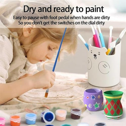 Turntable Potter's Wheel for Kids Adults, Electric Pottery Wheel Ceramic Machine, Pottery Forming Machine with Clay Tool Set, DIY Pottery Kit for Beginners DIY Clay Art for Art Craft Gift Gray - Image 5