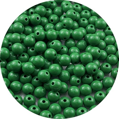 200pcs Acrylic Round Beads for Crafts 10mm Resin Candy Color Spacer Beads with Hole for Jewelry Making Sewing Crafts Decoration Necklaces Bracelets Earrings Supplies(Dark Green) by Unknown