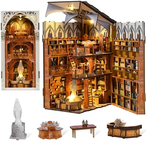 CCCDF Public Library Book Nook Kit, DIY Miniature House Kit for Adults by CCCDF