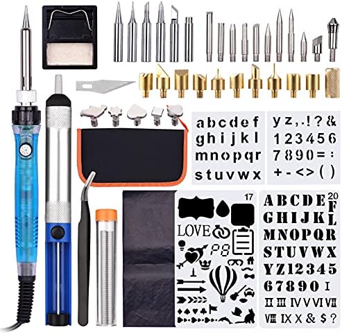 53PCS Wood Burning Tool Kit, Professional Pyrography Pen Soldering Iron Set, Adjustable Temperature from 200-450℃ for Beginners Adults Wood Burning Carving DIY Embossing Soldering by Sunydog