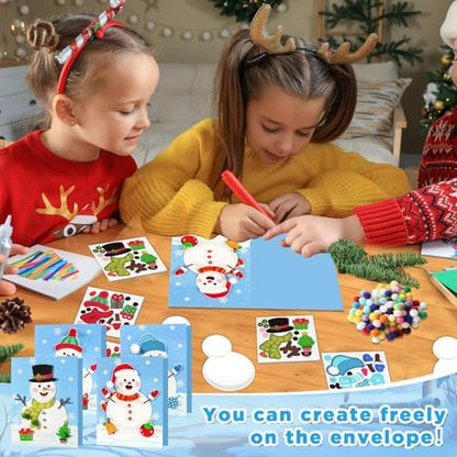 24 Sets Christmas Winter Card Making Craft Kit for with Envelopes DIY 3D Snowman Cards Crafts Make Your Own Greeting Card Making Supplies for Holiday Xmas Party Home Classroom Decor Activities - Image 5
