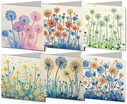 DDGYP 6pcs Diamond Art Cards with Envelopes for Birthday & Daily Greetings by DDGYP