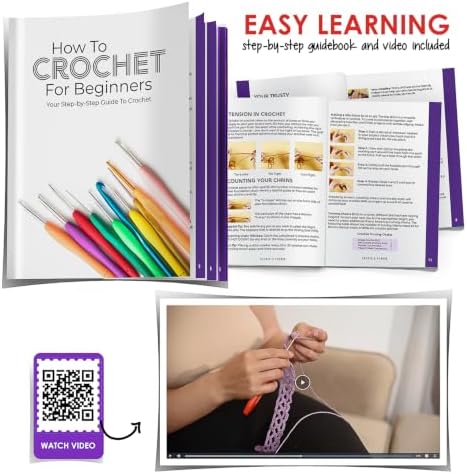 Hearth & Harbor Crochet Kit with 1100 Yards Assorted Yarn Kit, Ergonomic Hooks, Crocheting Instruction, Knitting & Crochet Supplies - Beginner Crochet Kits for Adults, Ideal for Amigurumi - Image 3