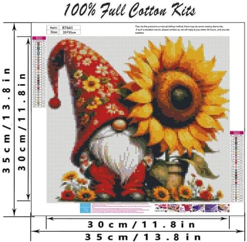 DYAIANGMU Gnome Stamped Cross Stitch Kit for Adults 13.7x13.7 inches - Image 2