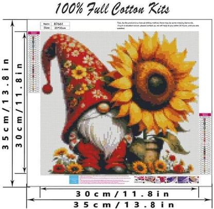 DYAIANGMU Gnome Stamped Cross Stitch Kit for Adults 13.7x13.7 inches - Image 2