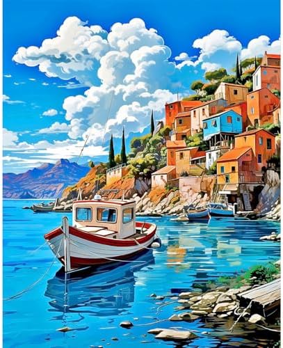 Seaside Landscape Paint by Numbers Kit for Adults Without Frame 16x20 IN by Dawnsphere