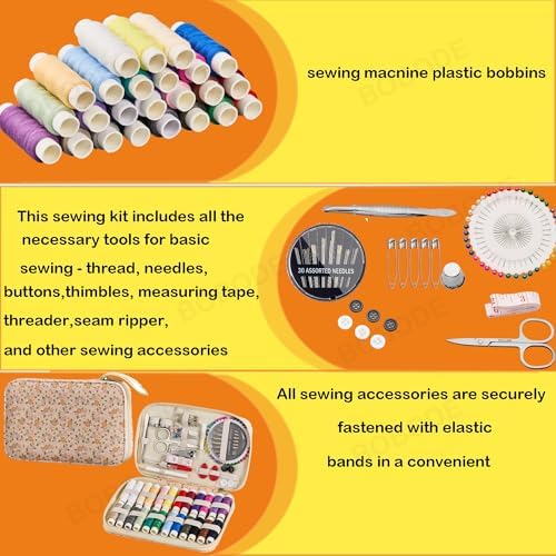 Sewing Project Kits Floral Pattern Sewing Kit with 130PCS Sewing Supplies Accessories,Printing Sewing Set with Zipper Sewing Supplies Case,for Travel Emergency, Home - Image 6