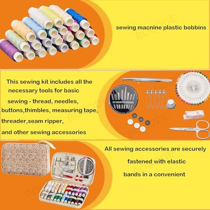 Sewing Project Kits Floral Pattern Sewing Kit with 130PCS Sewing Supplies Accessories,Printing Sewing Set with Zipper Sewing Supplies Case,for Travel Emergency, Home - Image 6