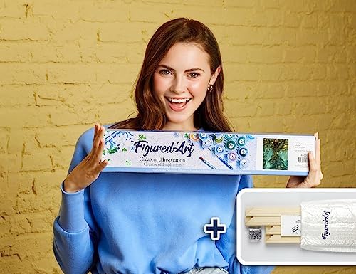 Figured'Art Paint by Numbers Kit for Adults Fairy Tree 16"x20" - Craft Art Painting Rolled Canvas with DIY Wooden Frame - Image 2