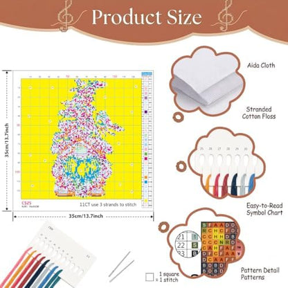 Winter Gnome Stamped Cross Stitch Kits for Beginner 13.7x13.7 Inch - Image 6