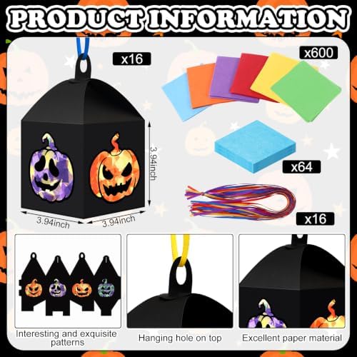 Maitys 16 Sets Halloween Paper Lantern Suncatcher Craft Kits for Adults - Image 3