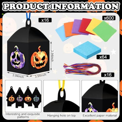 Maitys 16 Sets Halloween Paper Lantern Suncatcher Craft Kits for Adults - Image 3