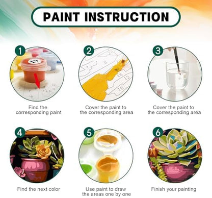 Possoco Paint by Numbers Kit for Adults Beginner Plants, Succulent Easy Adult Paint by Number Kits on Canvas, DIY Acrylic Watercolor Oil Paint by Number for Adults Teens for Home Decor 16x16 Inch - Image 4