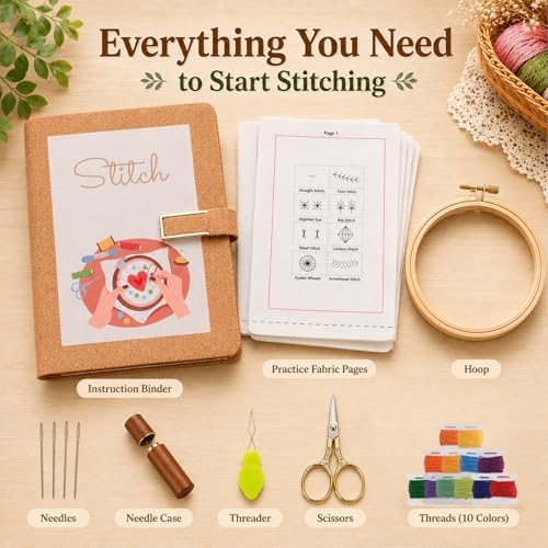 Ogioxam Embroidery Stitch Book Kit for Beginners, Hand Embroidery Kits for Adults, Embroidery Book Kit for Beginners - Image 6