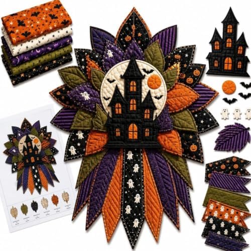 2026 New DIY Quilted Halloween Pumpkin Door Hanger Kit，#C by Unknown