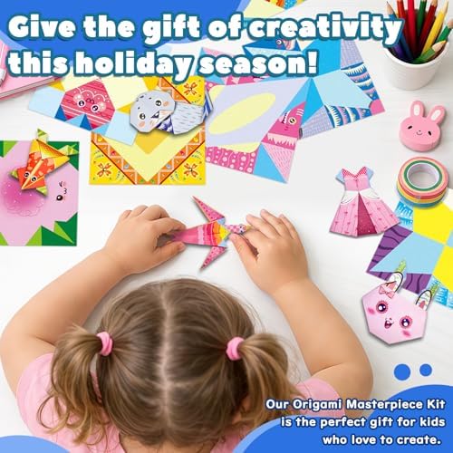 Origami Kit For Kids Ages 5-12, Includes 200 Sheets Of Origami Paper With A Guiding Book, Colorful Arts And Crafts Origami Book For Boys And Girls, Perfect For Road Trip Activities, Toys And Gifts - Image 4