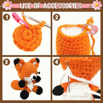6PCS Crochet Kit for Beginners with Video Tutorial DIY Crochet Animals - Image 5