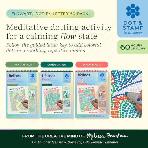 Lifelines FlowArt Activity Pads 3-Pack, Dot-by-Letter Guided Coloring Books - Image 2