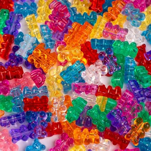 nikkiGuo 200 Small Bear Transparent Mixed-Color Beads. These Multi-Colored Bear Beads are Used in Bracelet-Making Kits, Hair braiding Handmade Accessories, Jewelry-Making handicrafts - Image 7